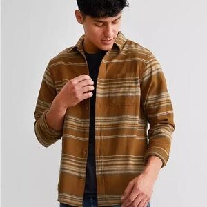 Hurley Brown Striped Button-Up Shirt Jacket